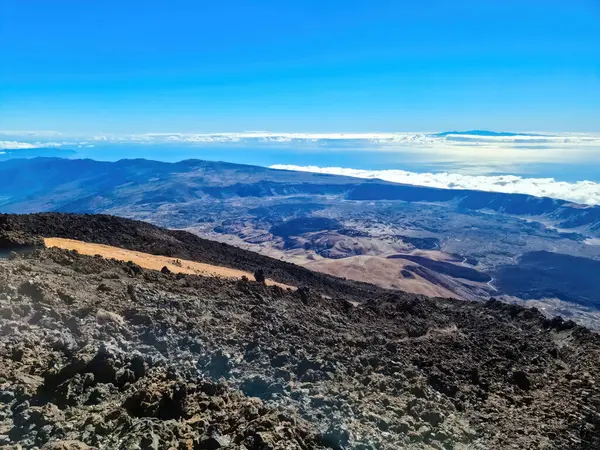 Vista Paisagem Montanhosa Monte Teide Ilha Canária Tenerife — Fotografia de Stock