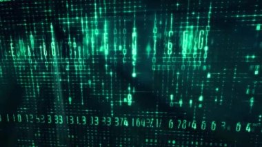 Ekranda ikili ve onaltılık kodlu bir hack arkaplanı.