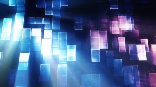Kleurrijke Driedimensionale Kubus Achtergrond Textuur Met Lichtstralen — Stockvideo