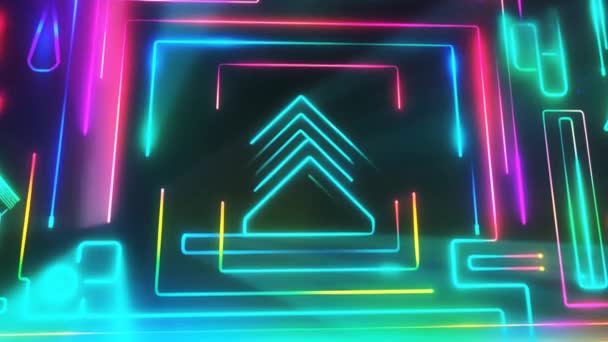 Abstract Neon Verlichting Achtergrond Met Lichtstralen — Stockvideo