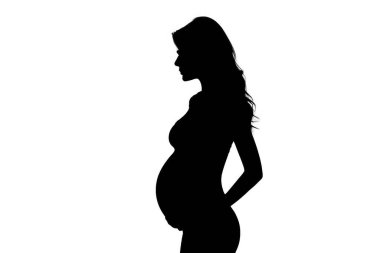 Hamile bir kadının siyah silueti.