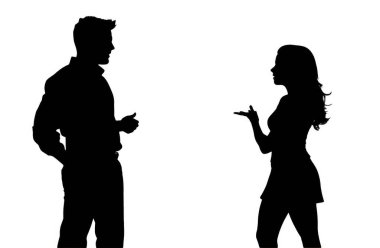 Tartışan bir çiftin siyah silueti.