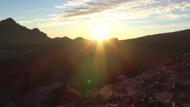 Prachtige Zonsondergang Bij Roques Garcia Tenerife — Stockvideo