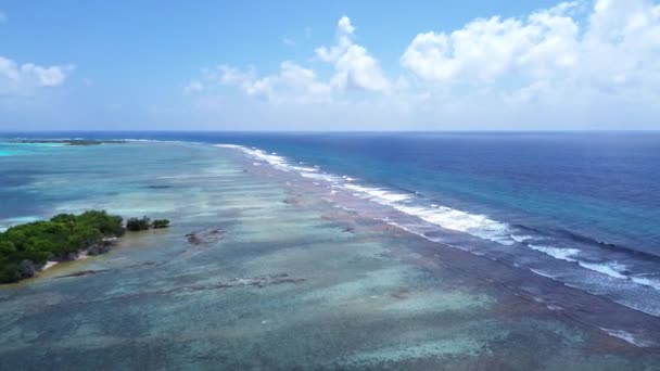 Drone Vista Las Islas Paradisíacas Las Maldivas Con Arrecifes Coral — Vídeo de stock