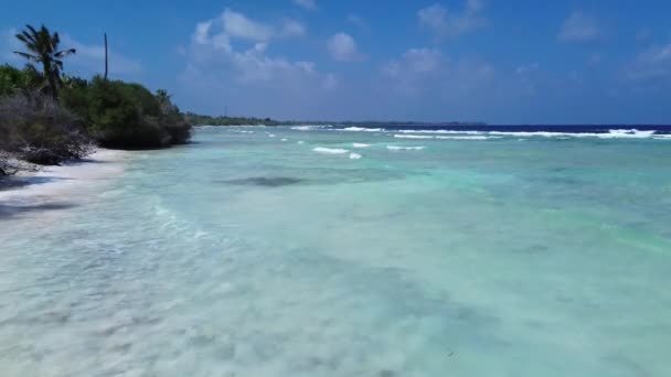 Drone Uitzicht Droomstranden Van Malediven Indische Oceaan Met Vele Koraalriffen — Stockvideo