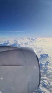 Turkuaz mavi Hint Okyanusu ile Maldivler 'in rüya gibi kumlu sahilinin dikey görüntüsü..