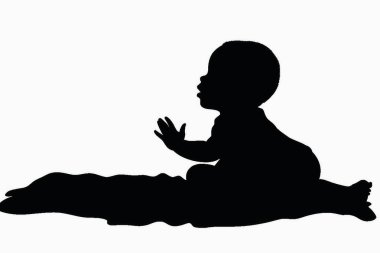 İzole edilmiş siyah bir bebek silueti.