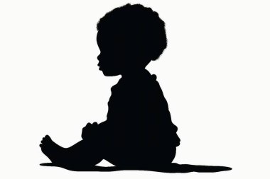 İzole edilmiş siyah bir bebek silueti.