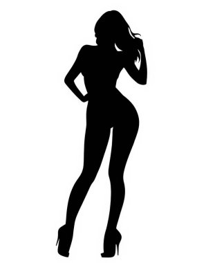 Black silhouette of a female dancer on a white background clipart