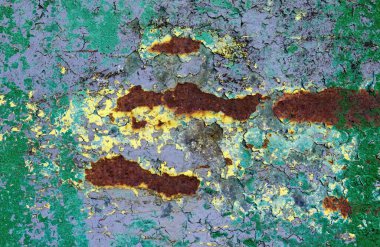 Çatlamış ve yüksek çözünürlüklü beton duvar dokusundaki boyaları soymuş..