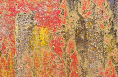 Çatlamış ve yüksek çözünürlüklü beton duvar dokusundaki boyaları soymuş..