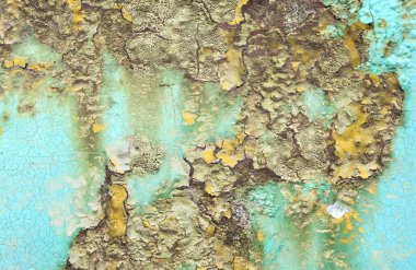 Çatlamış ve yüksek çözünürlüklü beton duvar dokusundaki boyaları soymuş..