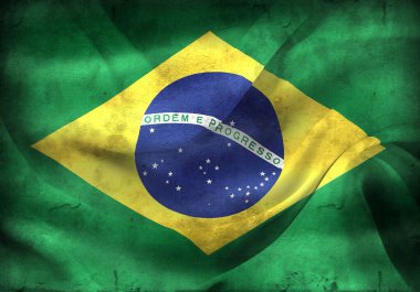 Antika görünüm Brezilya bayrağı - gerçekçi kumaş bayrağı