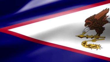 Amerikan Samoa bayrağı rüzgarda dalgalar halinde hareket ediyor pürüzsüz ipek gibi yüzeye yansıyan ışıkla.
