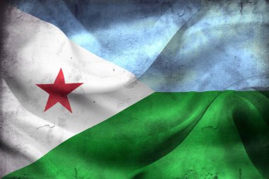 Antika görünüm Cibuti bayrağı - gerçekçi kumaş bayrağı sallama