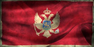 Klasik görünüm Karadağ bayrağı - gerçekçi kumaş bayrağı