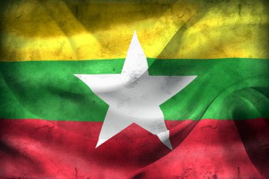 Klasik görünüm Myanmar bayrağı - gerçekçi kumaş bayrağı