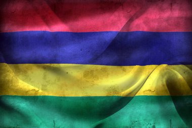 Klasik görünüm Mauritius bayrağı - gerçekçi kumaş bayrağı