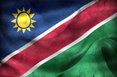 Antika görünüm Namibya bayrağı - gerçekçi kumaş bayrağı