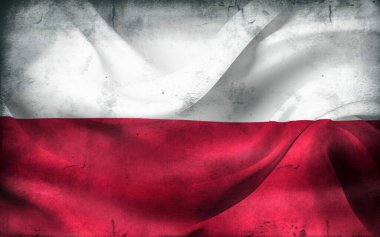 Klasik görünüm Polonya bayrağı - gerçekçi kumaş bayrağı