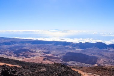 Teide Dağı Ulusal Parkı, Tenerife, Kanarya Adaları, İspanya 'daki renkli volkanik manzara manzarası
