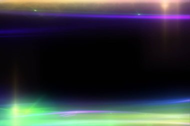 Parlak renkli ışık huzmeleri karanlık bir fotokopi alanını çerçeveleyerek canlı ve dinamik bir zemin oluşturur.