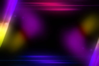 Canlı ışık demetleri, çeşitli tasarım amaçları için soyut bir arkaplan oluşturarak, karanlık bir merkezi alanı çerçeveler.