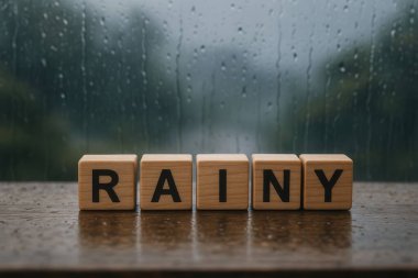 Yağmurlu bir günde pencere pervazında 