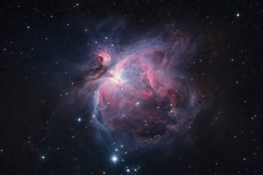 Orion Nebulası 'nın çarpıcı bir görüntüsü. Orion Kuşağı' nın güneyindeki Samanyolu 'nda bulunan dağınık bir nebula.