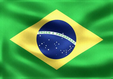 Brezilya 'nın canlı yeşil, sarı ve mavi renkleriyle bayrağını sallayan Ordem e Progresso sloganı