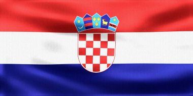 Hırvatistan 'ın gerçekçi el sallayan bayrağı, karmaşık kumaş dokusu ve canlı renkler sergilenerek ulusal gurur ve kimliği temsil ediyor