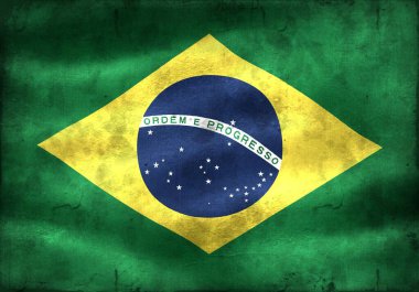 Antika görünüm Brezilya bayrağı - gerçekçi kumaş bayrağı