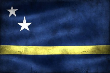 Antika görünüm Curacao bayrağı - gerçekçi kumaş bayrağı
