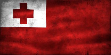 Klasik görünüm Tonga bayrağının 3 boyutlu görüntüsü - gerçekçi sallanan kumaş bayrağı.