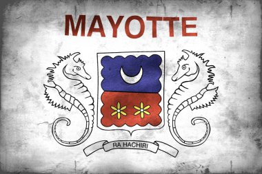 Bir Mayotte bayrağının 3 boyutlu görüntüsü - gerçekçi sallanan kumaş bayrağı.