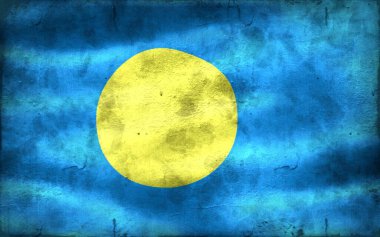 Klasik görünüm Palau bayrağı - gerçekçi kumaş bayrağı