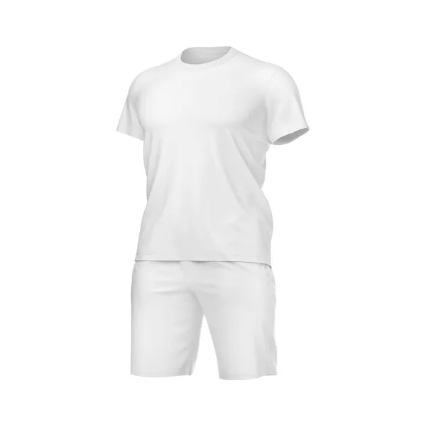 Blank Shirt Shorts Natural Shape Invisible Mannequin Template White Background — Stock Photo, Image