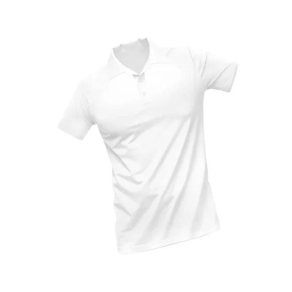 白色空白Polo T恤模板 自然形状在看不见的人体模型上 为您设计打印模型 在白色背景上隔离 — 图库照片