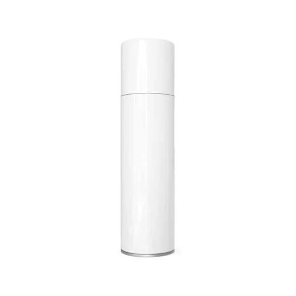 Bianco Bottiglia Vuota Spray Aerosol Mockup Isolato Sfondo Bianco — Foto Stock