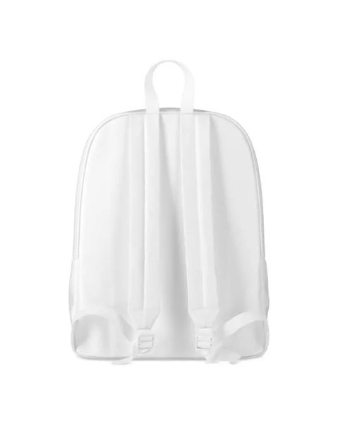 Вид Сзади Белый Чистый Текстильный Рюкзак Макияж Изолированный Белом Фоне — стоковое фото