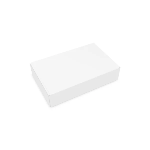 Caja Blanca Maqueta Cajas Embalaje Blanco Paquete Producto Aislado Fondo —  Fotos de Stock