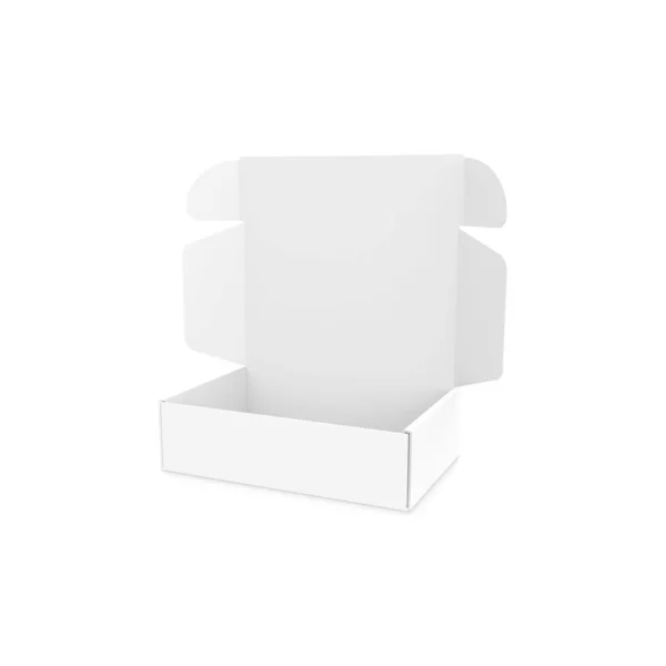 Caixa Aberta Branca Mockup Caixas Embalagem Branco Pacote Produto Isolado — Fotografia de Stock