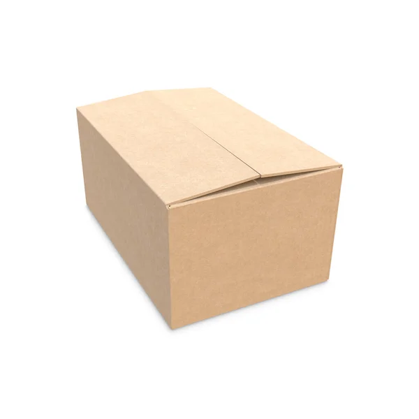 Šablona Kraft Box Izolované Bílém Pozadí — Stock fotografie