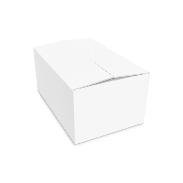 Біла Коробка Макет Порожні Пакувальні Коробки Упаковка Продуктів Ізольована Білому — стокове фото
