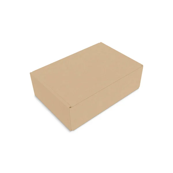 Modello Box Kraft Isolato Sfondo Bianco — Foto Stock