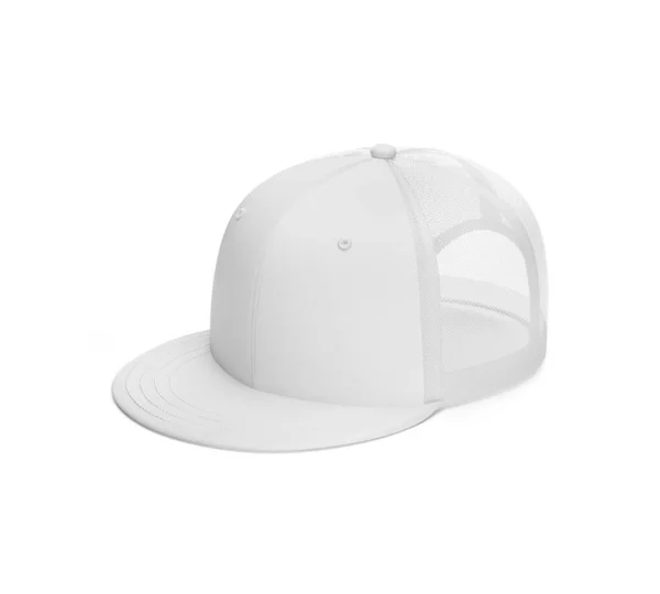Casquette Blank White Mockup Half Side View Isolée Sur Fond — Photo