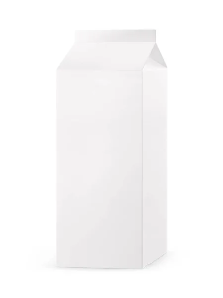 Leere Milk Cartoon Pack Attrappe Isoliert Auf Weißem Hintergrund — Stockfoto