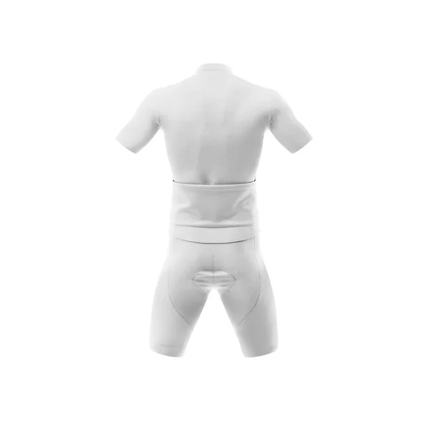 Blank White Cycling Outfit Back View Collar Mockup Isolated White — Stock Photo, Image