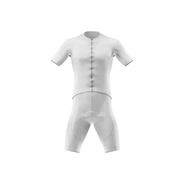 Blank White Cycling Outfit Front View Mockup Isolated White Background — Stock Photo, Image