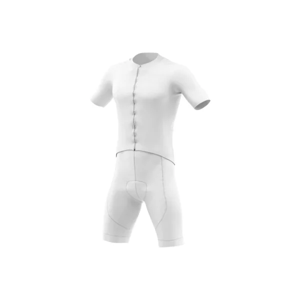 Blanco Witte Fiets Outfit Half Zijaanzicht Mockup Geïsoleerd Een Witte — Stockfoto